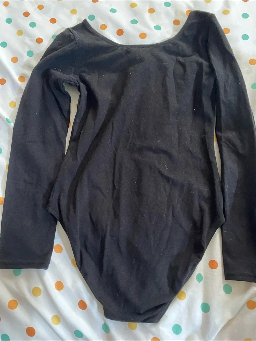 Capezio Black Long Sleeve Girls Leotard Bodysuit with Pink Logo